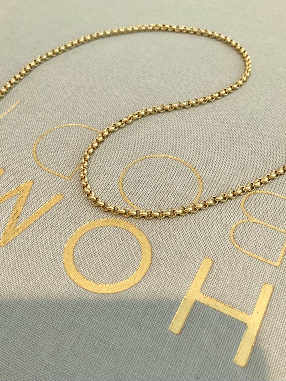 14k Solid Gold Rolo Link Necklace 16 Inch - Picture 7 of 8